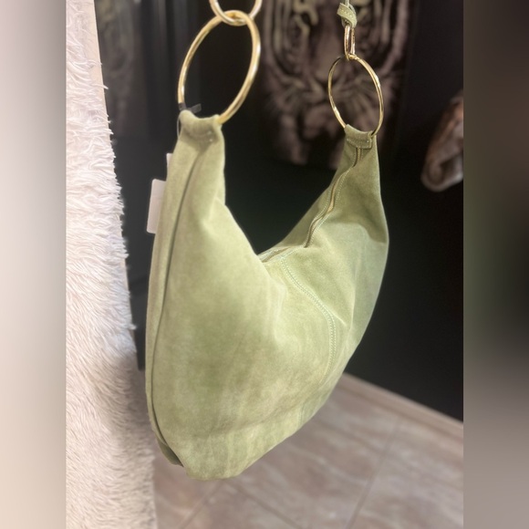 💚NWT-MARLON Made In Italy, GORGEOUS SAGE COLOR Genuine Calf Leather Suede Hobo💚💚 - Picture 14 of 16